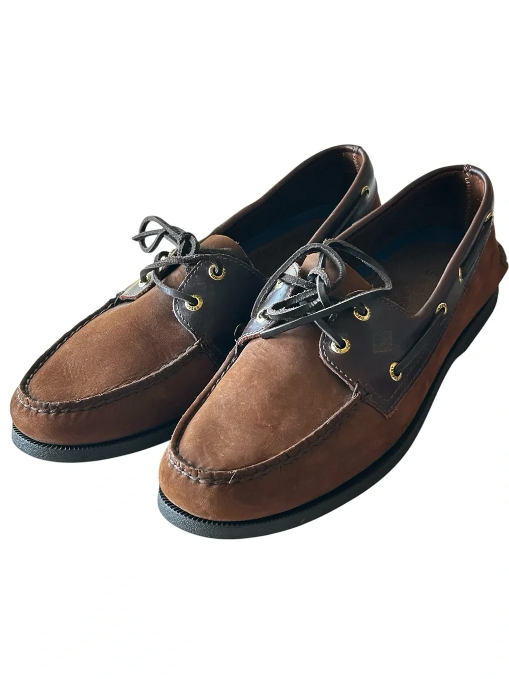 SPERRY AO 2 EYE Men's Brown Two-Tone Leather Boat Shoes NEW